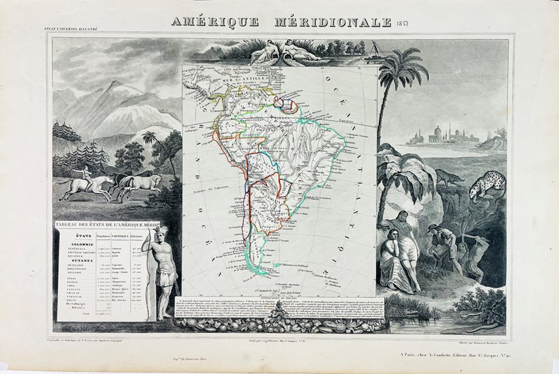 South America. LEVASSEUR. Am&#233;rique m&#233;ridionale.  - Auction Prints, Maps and Documents. - Bado e Mart Auctions