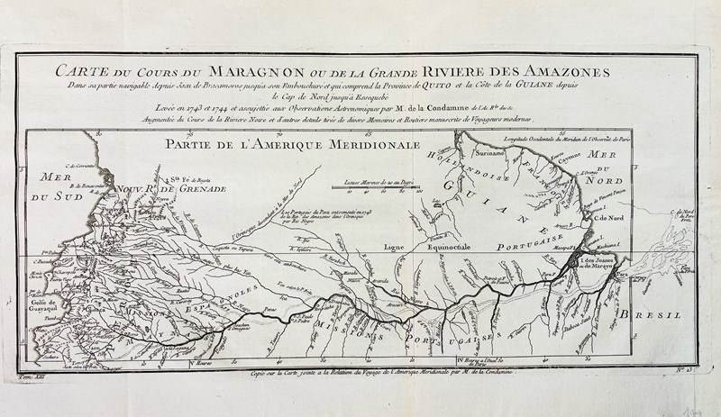 Amazon River. DE LA CONDAMINE. Carte du cours du Maragnon ou de la grande Riviere  [..]