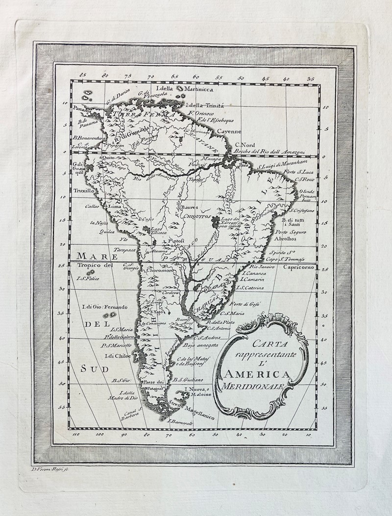 South America. ROSSI. Carta rappresentante l’America Meridionale.  - Auction Prints, Maps and Documents. - Bado e Mart Auctions