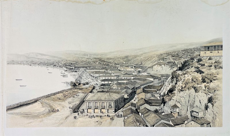 Chile. Vista di Antofagasta.  - Auction Prints, Maps and Documents. - Bado e Mart Auctions