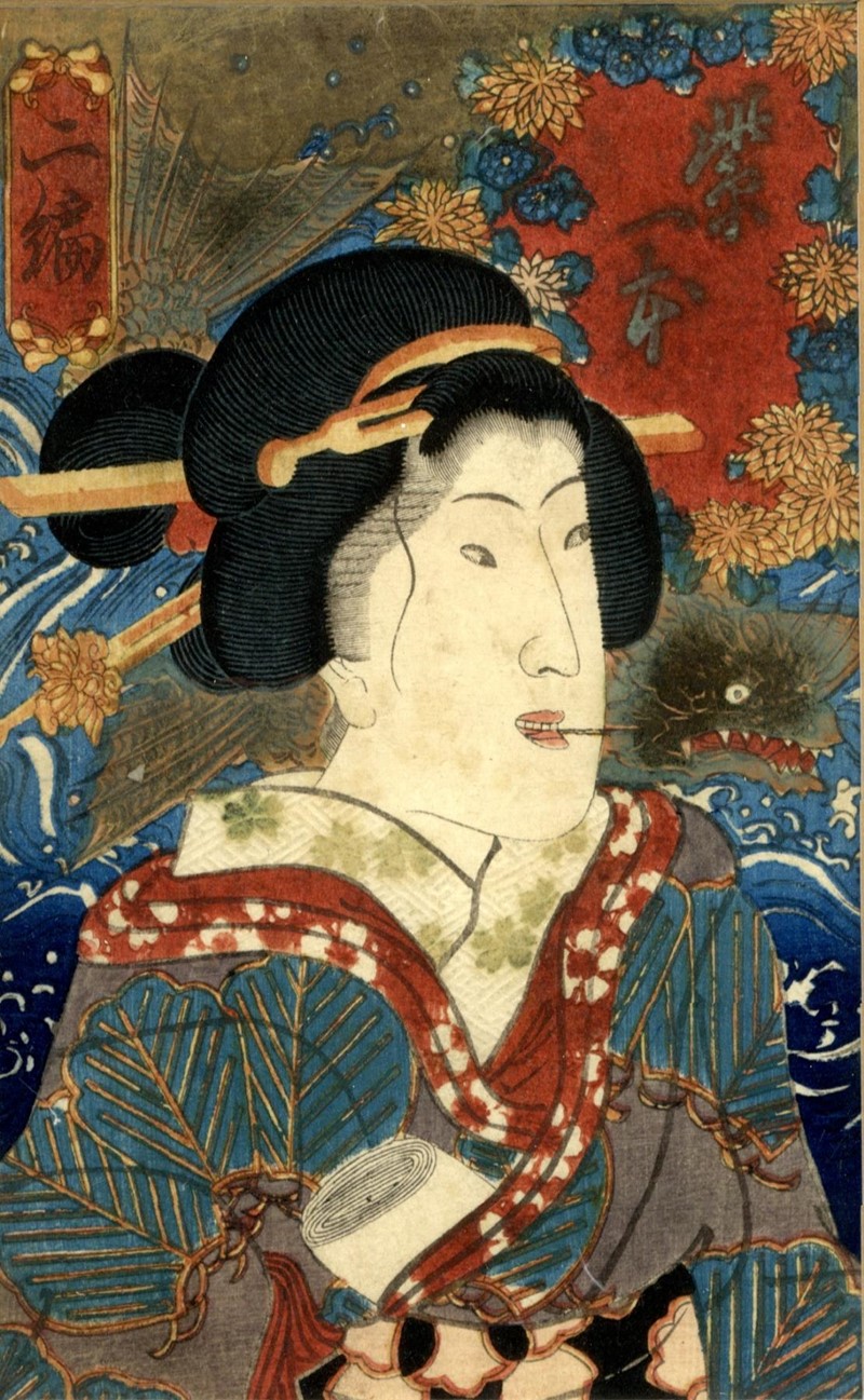 KUNISADA. Bijin-ga. Courtesan with toothpick.  - Auction ASIAN AND CONTINENTAL FINE  [..]