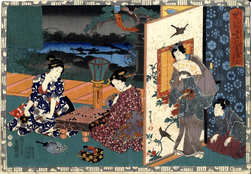KUNISADA. Genji, the Shining Prince. Oban yoko-e. Third chapter.  - Auction RARE  [..]