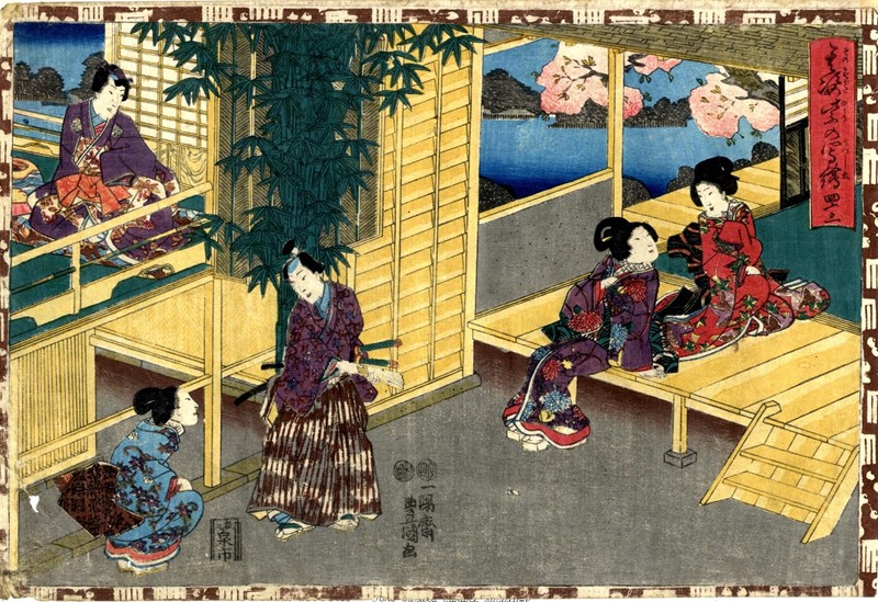 KUNISADA. Genji, the Shining Prince. Oban yoko-e. 43th chapter.  - Auction RARE  [..]