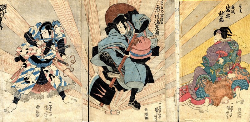 KUNIYOSHI. Mitate Kabuki Theater. Triptych.  - Auction RARE BOOKS, PRINTS, DOCUMENTS  [..]