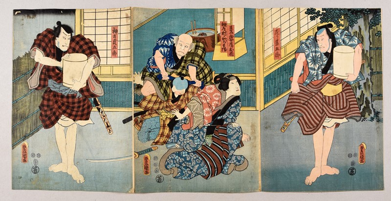 KUNISADA. Yakusha-e. Kabuki Theater scene. &quot;Sumidagawa Tsui no Kagamon&quot;.  [..]
