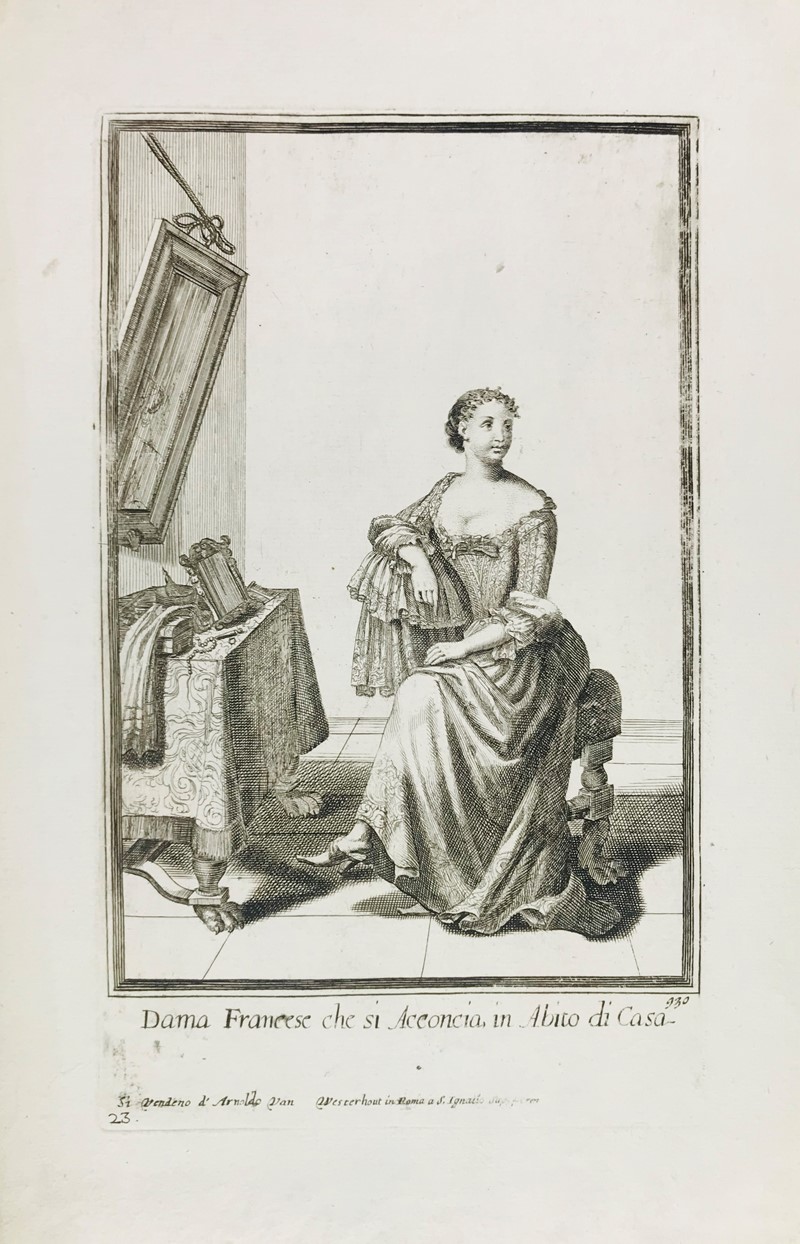 VAN WESTERHOUT. Dama francese che si acconcia in abito di casa.  - Auction Prints,  [..]