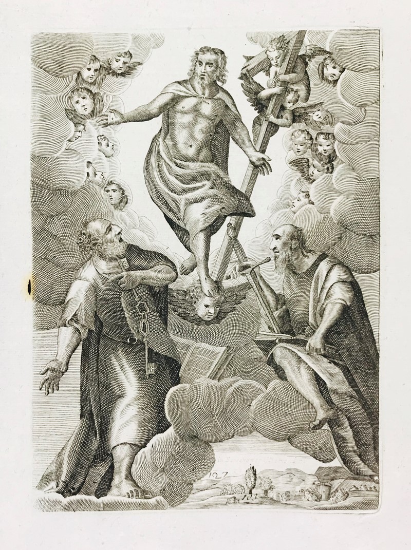 Remondini. Cristo risorto appare a San Pietro e San Paolo.  - Auction Prints, Maps and Documents. - Bado e Mart Auctions