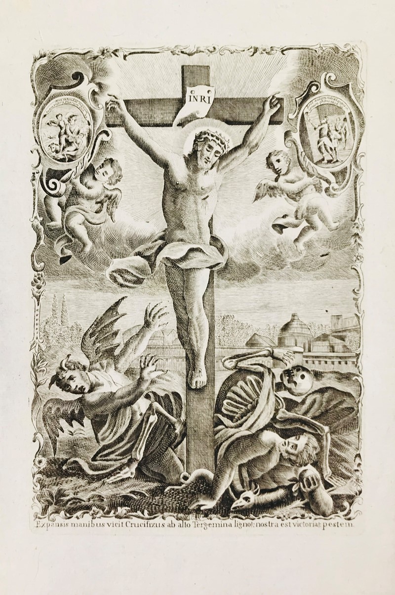 Remondini. Cristo Crocifisso con angeli e anime dannate.  - Auction Prints, Maps  [..]