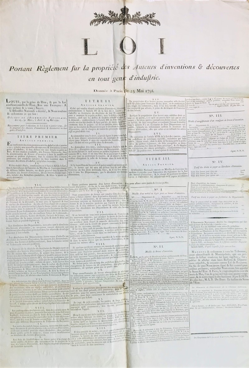 Copyright Law. Loi Portant Reglement sur la propriet&#232; des Auteurs d’inventions.  [..]