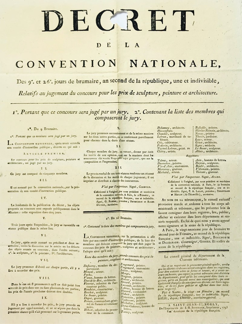 The artists during the French Revolution. Decret de la Convention Nationale... Relatifs  [..]