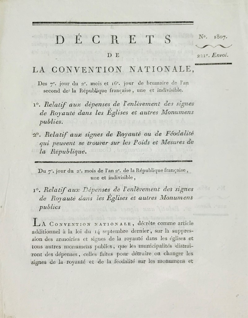 French Revolution. Abolition of religious symbols.  - Auction Prints, Maps and Documents.  [..]