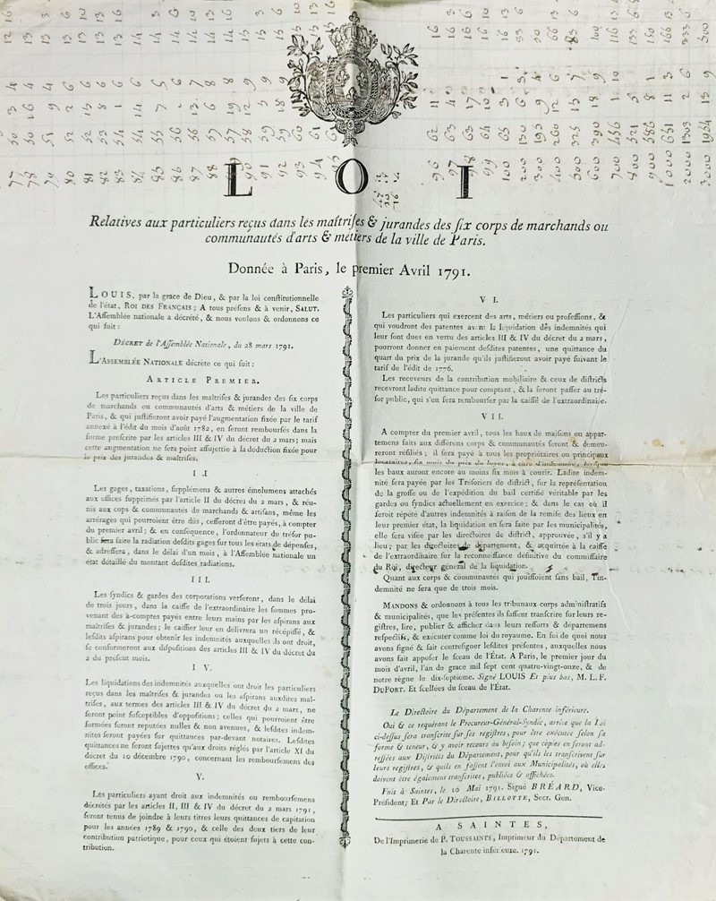French Revolution - Economic Policy.   - Auction Prints, Maps and Documents. - Bado e Mart Auctions