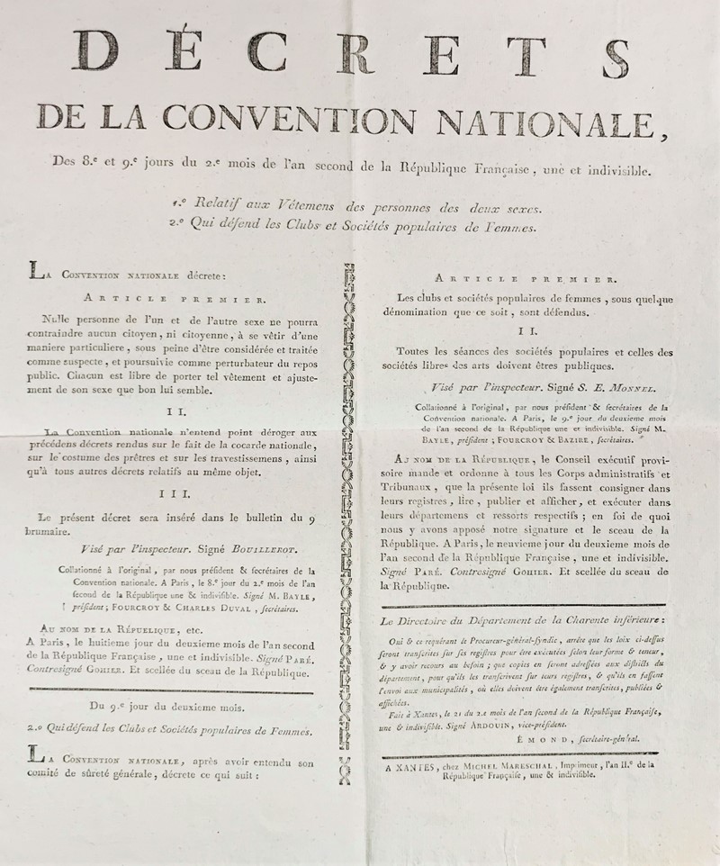 Poster. French Revolution. Women&#39;s political organization.  - Auction RARE BOOKS, PRINTS, MAPS AND DOCUMENTS. - Bado e Mart Auctions