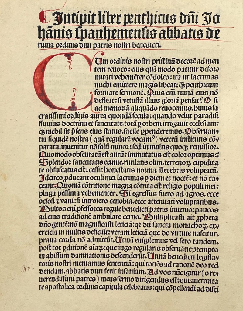 TRITHEMIUS. Liber Lugubris de Statu et Ruina Monastici Ordinis.  - Auction RARE  [..]