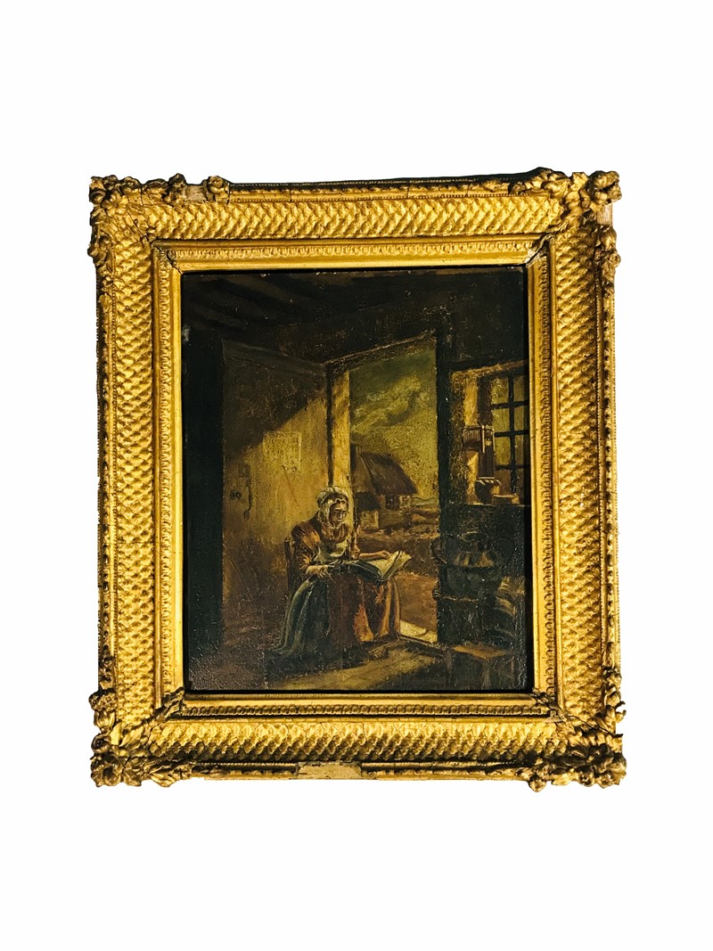 Flemish painting on board with frame.  - Auction ASIAN AND CONTINENTAL FINE ARTS  [..]