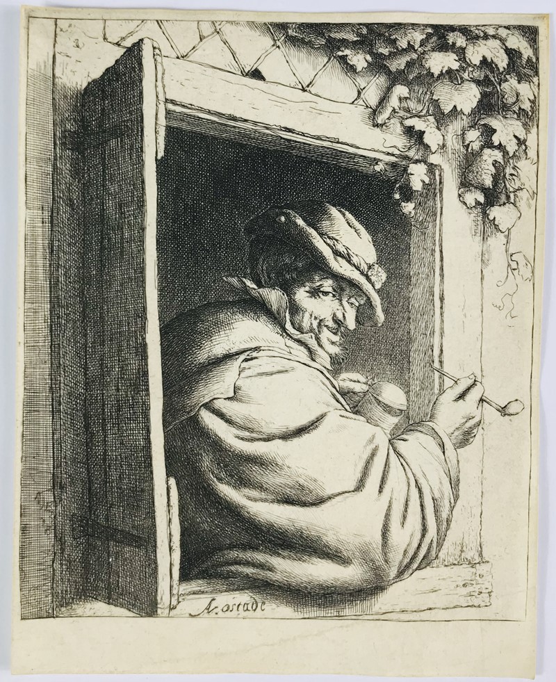 VAN OSTADE. The Smoker at the window.  - Auction RARE BOOKS, PRINTS, MAPS AND DOCUMENTS. - Bado e Mart Auctions