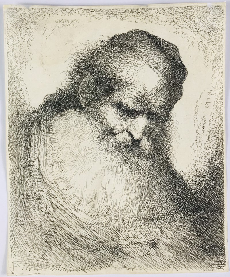 CASTIGLIONE. A bearded man wearing a cap looking down to the right.  - Auction ASIAN  [..]