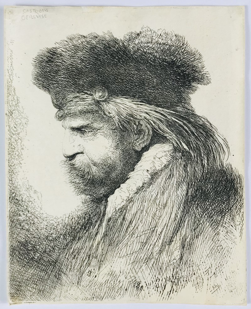 CASTIGLIONE. Bearded head in profile to the left.  - Auction RARE BOOKS, PRINTS, MAPS AND DOCUMENTS. - Bado e Mart Auctions