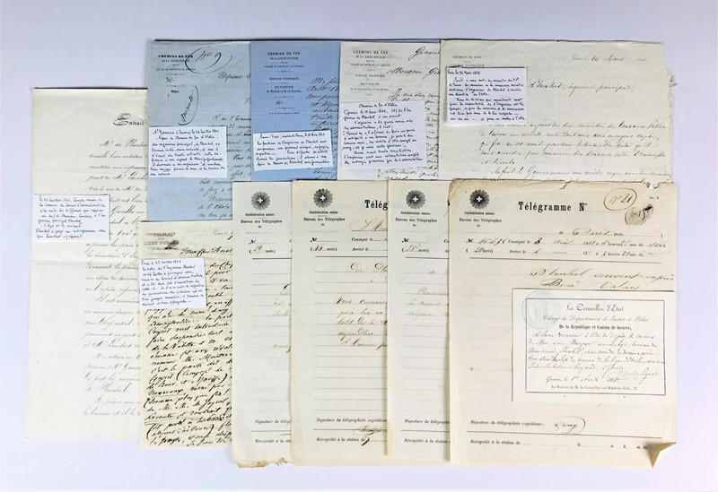 Twelve letters and documents on the creation of the railway in Italy. 1861 – 1865  - Auction RARE BOOKS, PRINTS, MAPS AND DOCUMENTS. - Bado e Mart Auctions