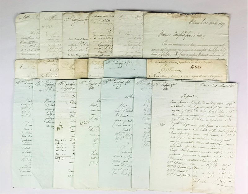 Trade in the French Colonies. 21 business letters addressed to “Lenglard Fr&#232;res &#224; Lille”.  - Auction RARE BOOKS, PRINTS, MAPS AND DOCUMENTS. - Bado e Mart Auctions