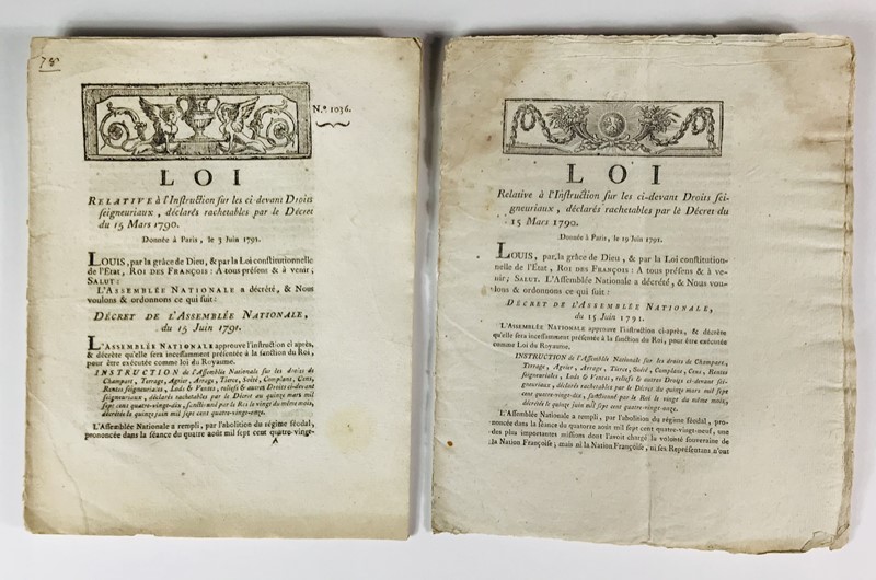 French Revolution. Abolition of the feudal system. 2 pamphlets.  - Auction Books,  [..]