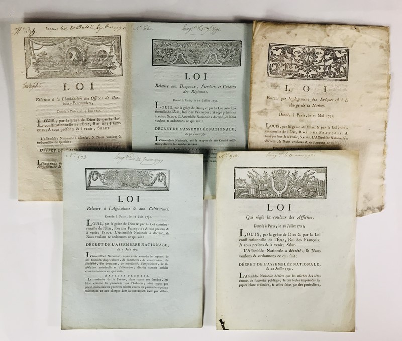 French Revolution. Hairdressers, banners, posters. 5 pamphlets.  - Auction RARE BOOKS, PRINTS, MAPS AND DOCUMENTS. - Bado e Mart Auctions