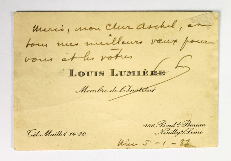 LUMIERE. Autograph card with signature.  - Auction RARE BOOKS, PRINTS, MAPS AND DOCUMENTS. - Bado e Mart Auctions