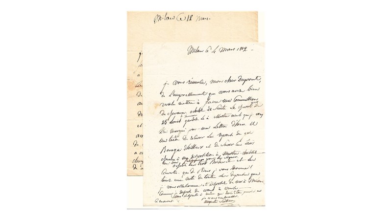 GENERAL SORBIER. Two signed autograph letters addressed to Monsieur Dupont, Postmaster General in Venice.  - Auction RARE BOOKS, PRINTS, MAPS AND DOCUMENTS. - Bado e Mart Auctions