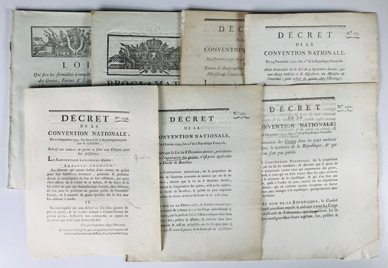 Wheat and grains. French Revolution. Collection of seven laws relating to wheat  [..]