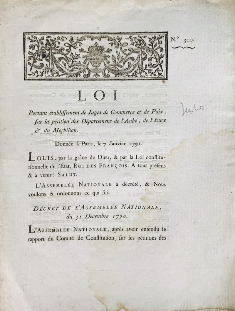 Justices of the Peace. Loi Portant etablissement de Juges de Commerce &amp;  [..]