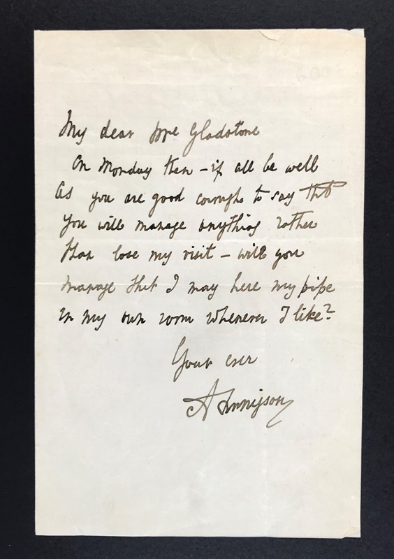 Alfred TENNYSON. Autograph card to Mr. Gladstone. 1876.  - Auction RARE BOOKS &  [..]