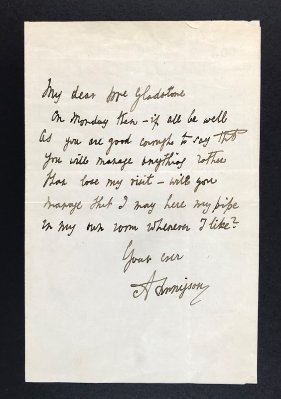 Alfred TENNYSON. Autograph card to Mr. Gladstone. 1876.  - Auction Books, Autographs,  [..]