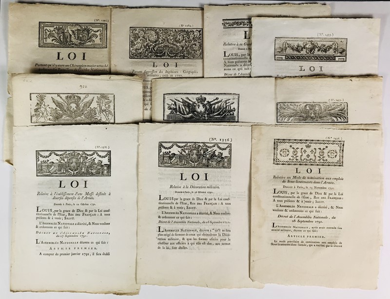 French Revolution. Organization of the Revolutionary Army and the &quot;Garde Nationale&quot;. 10 pamphlets.  - Auction RARE BOOKS, PRINTS, MAPS AND DOCUMENTS. - Bado e Mart Auctions