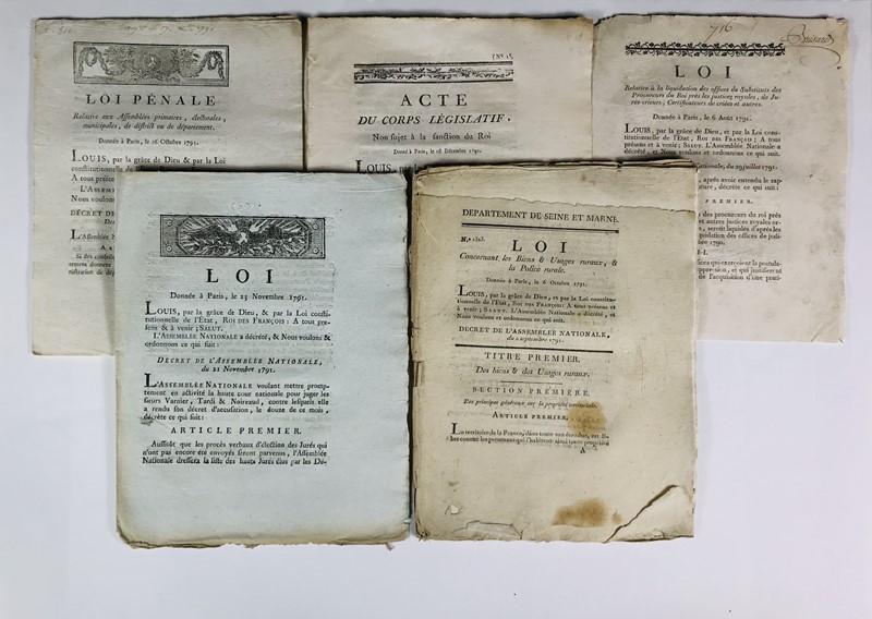 French Revolution. Justice organization. 5 pamphlets.  - Auction RARE BOOKS, PRINTS, MAPS AND DOCUMENTS. - Bado e Mart Auctions