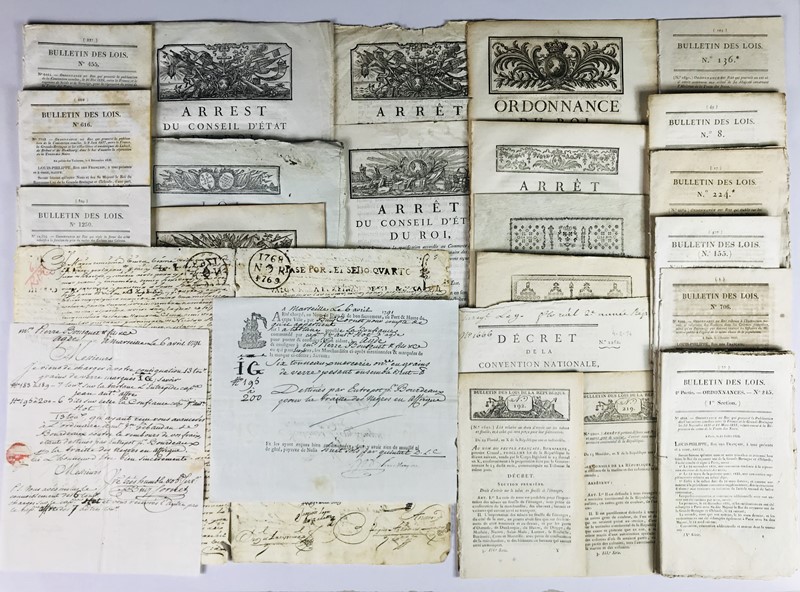 Slavery in France and French Colonies. Very rare lot of 24 French documents on slavery.  - Auction RARE BOOKS, PRINTS, MAPS AND DOCUMENTS. - Bado e Mart Auctions