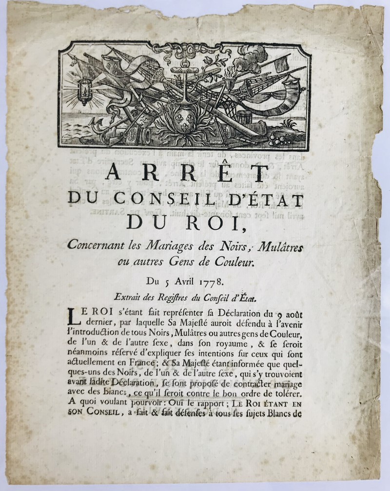 Mixed marriage. Arret du Conseil d’Etat du Roi, concernant les Mariages des  [..]