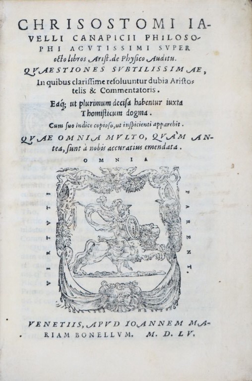 ARISTOTELES-JAVELLI. Super octo libros Aristotelis de Physico Auditu.  - Auction  [..]