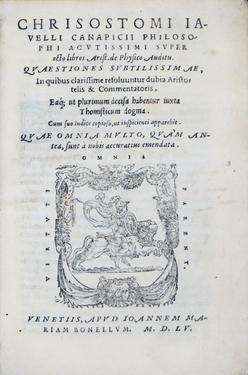 ARISTOTELES-JAVELLI. Super octo libros Aristotelis de Physico Auditu.  - Auction  [..]