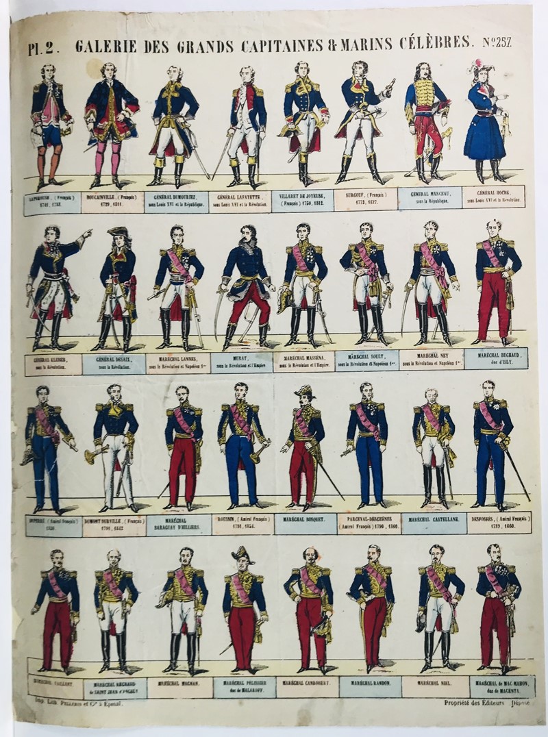 Epinal - French Army and Navy Commanders. Galerie des Grands Capitaines e Marins Celebres.  - Auction RARE BOOKS, PRINTS, MAPS AND DOCUMENTS. - Bado e Mart Auctions