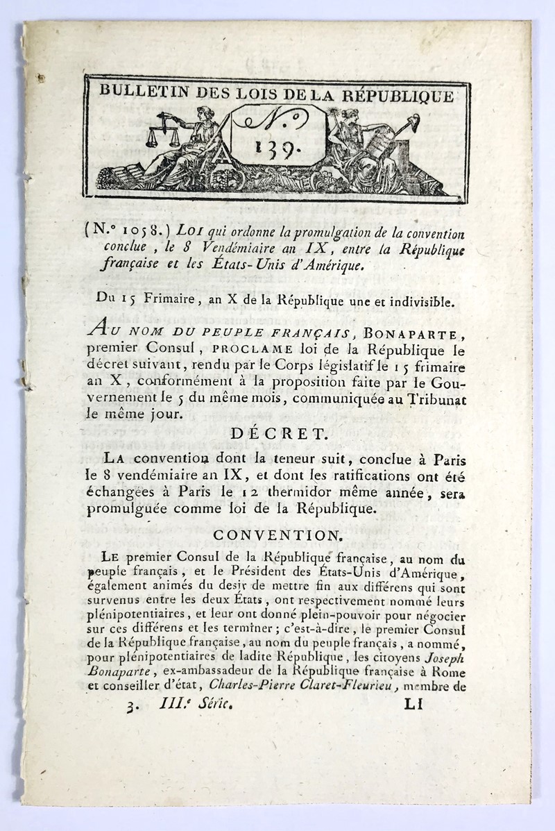 The Quasi-War between France and the United States. Loi qui ordonne la promulgation  [..]