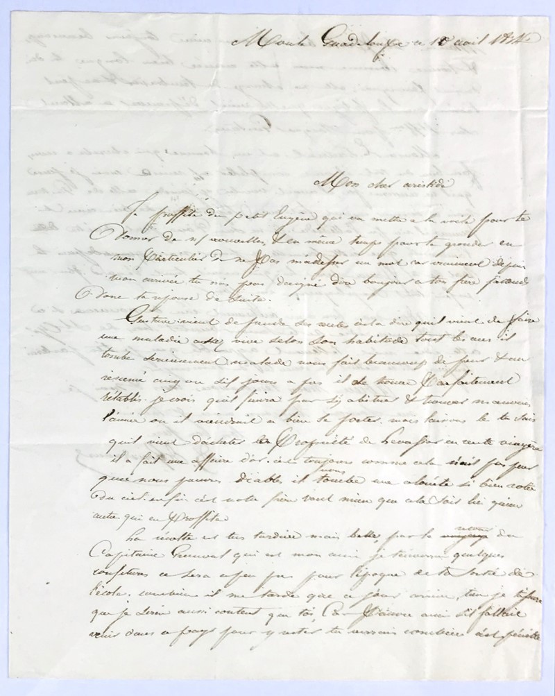 Moule – Guadeloupe. DE GONDRECOURT. Lettera autografa firmata al fratello  [..]