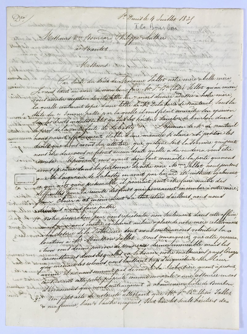 La Reunion. LINCOLN. Lettera autografa firmata sui diritti ereditari, indirizzata  [..]