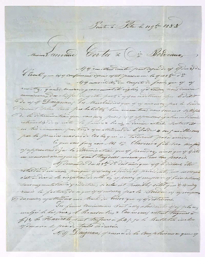Guadeloupe Trade. DAIGNAN – PIETON. Lettera commerciale firmata ‘Daignan  [..]