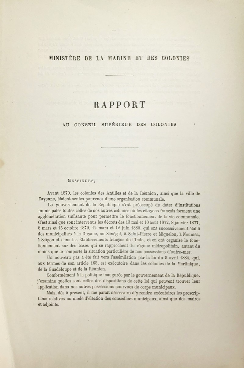 Saigon - Senegal - Guayane - New Caledonia - Cochinchina. AUBE. Projet de Decret  [..]