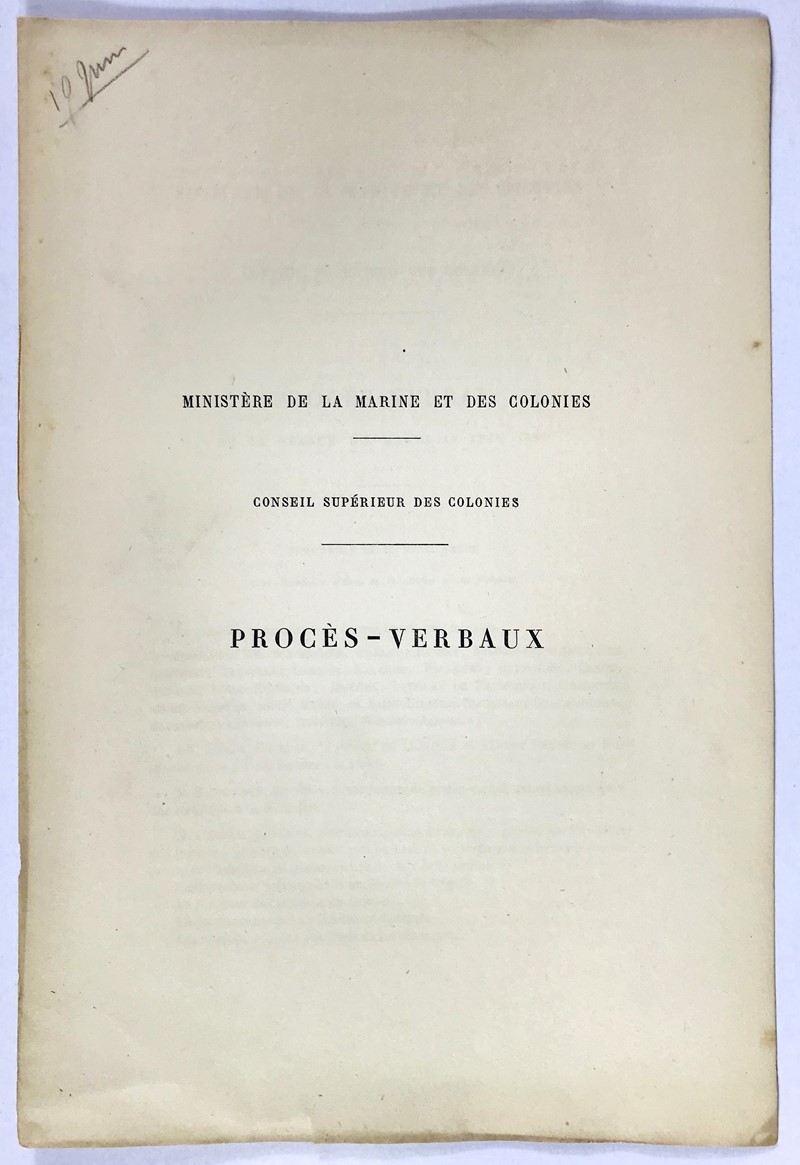 Administrative organization of the Colonies. FAURE– SCHOELCHER. Ministere  [..]