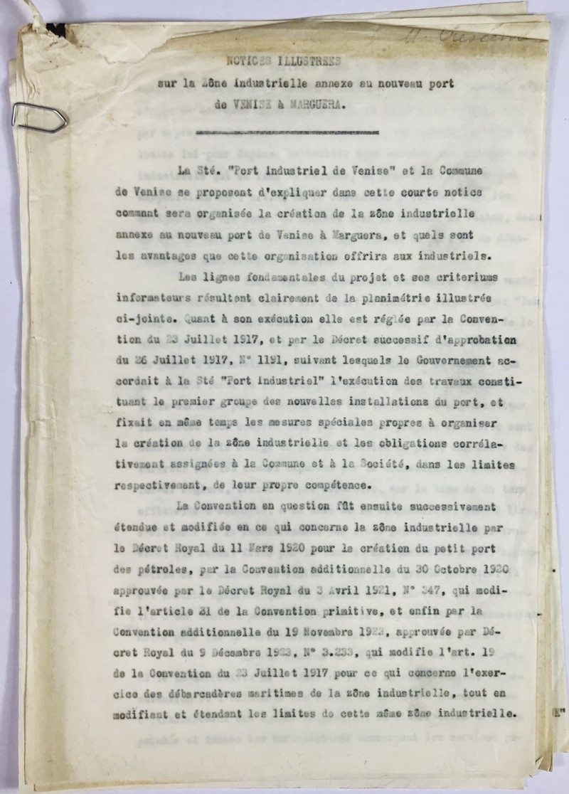 Societe Port Industriel de Venise. Notices illustrees sur le Zone Industrielle annexe  [..]