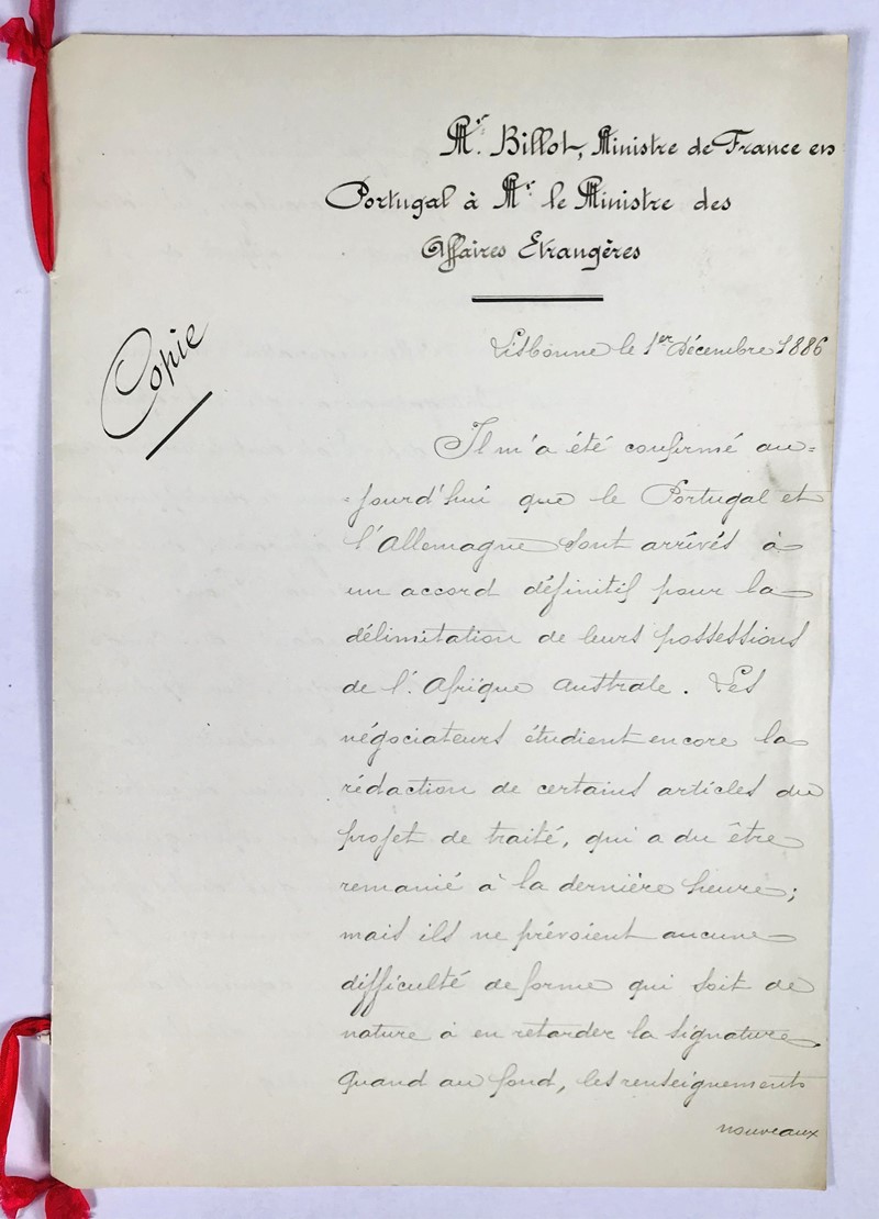 Agreement between Portugal and Germany for possessions in Africa. BILLOT. Mr. Billot,  [..]