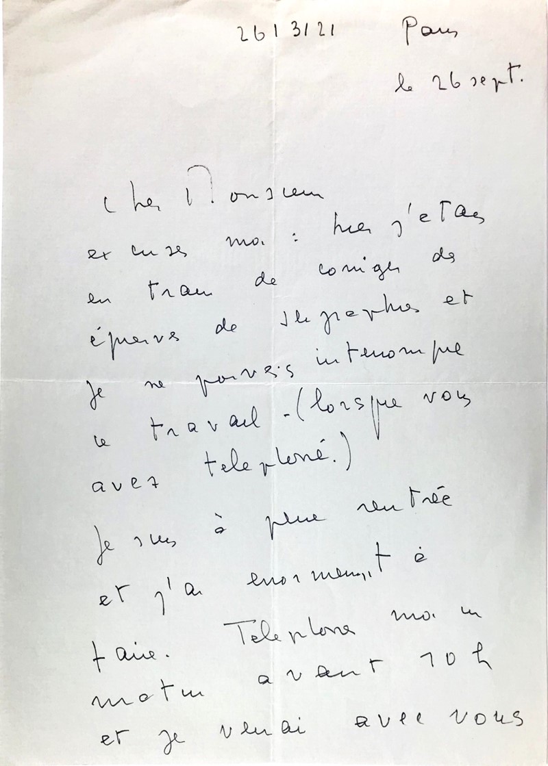 FINI. Signed autograph letter, addressed to Jean-Robert Delahaut.  - Auction RARE  [..]
