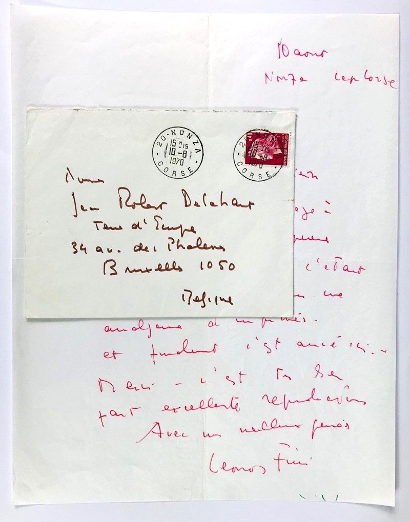 FINI. Signed autograph letter, addressed to Jean-Robert Delahaut talking about her  [..]