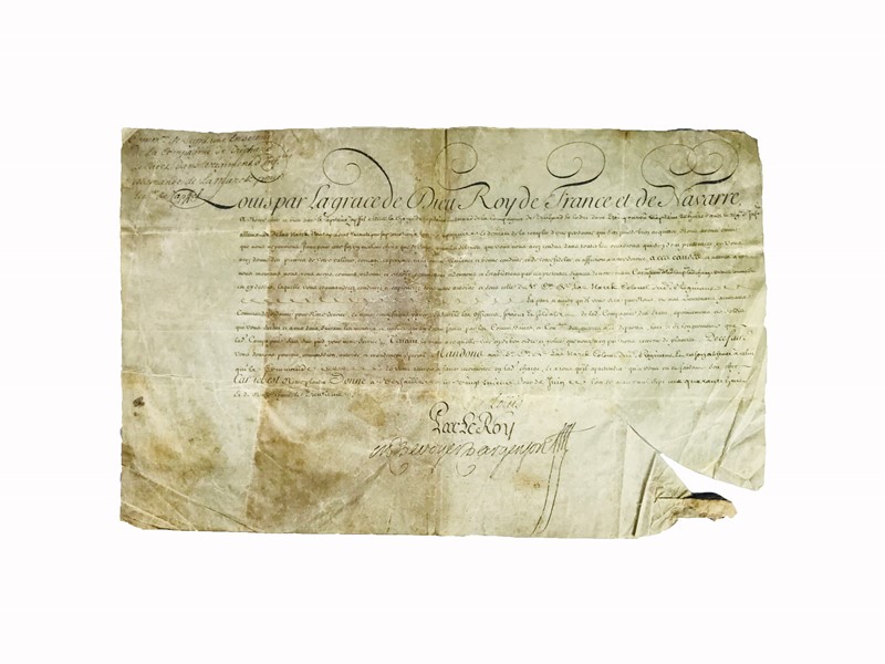 Parchment Manuscript. LOUIS XIV. Appointment of company captain for &#39;Sieur  [..]